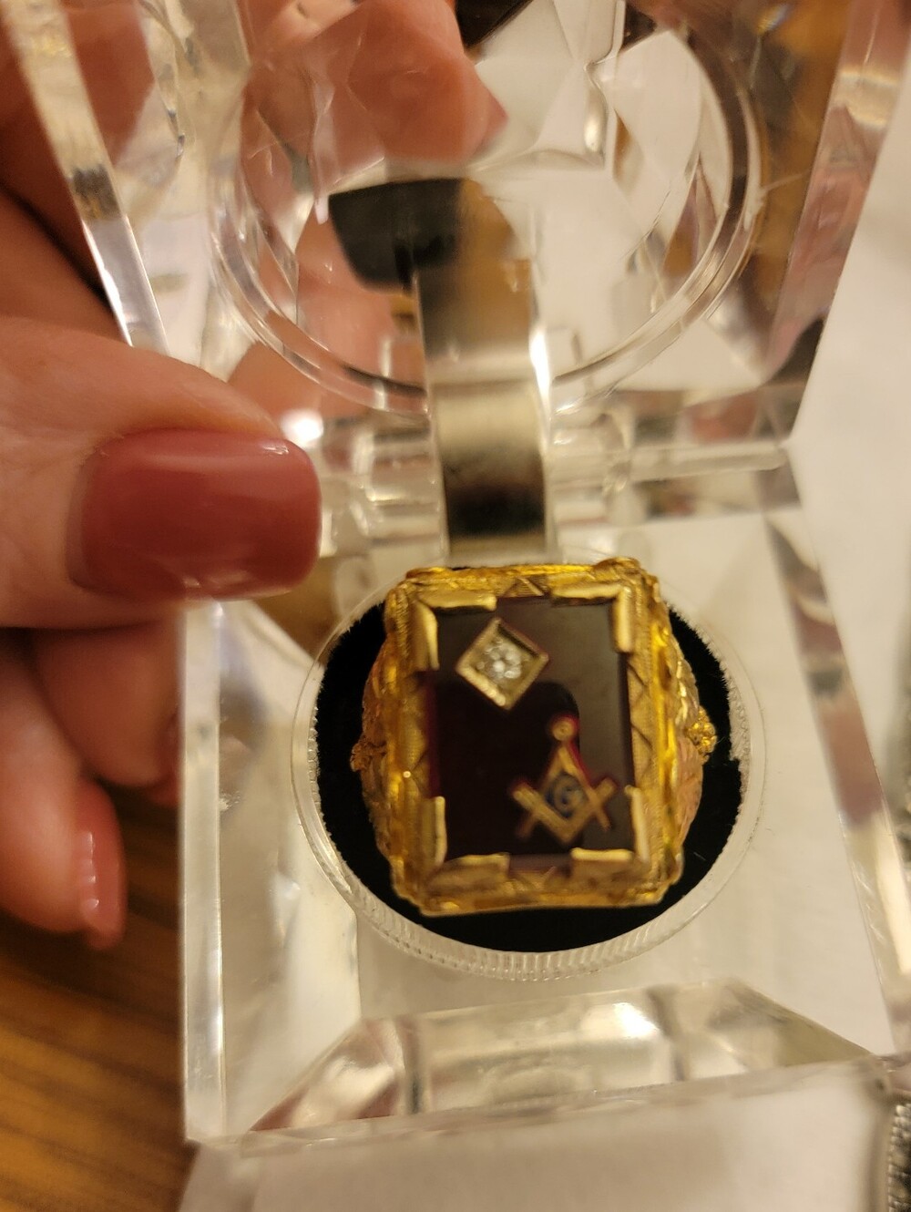 Vintage Black Hills Gold Masonic Ring-size 10.5